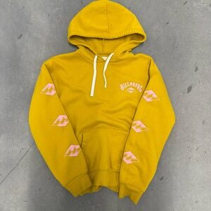 Vintage Y2K Billabong Mustard Hoodie Pink Logo Womens Medium